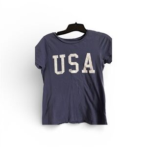 USA Graphic Navy Short Sleeve Tee 100% Cotton Women’s SZ XS/S Patriotic VOTE